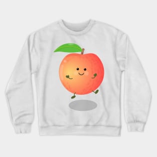 Cute happy dancing peach cartoon illustration Crewneck Sweatshirt